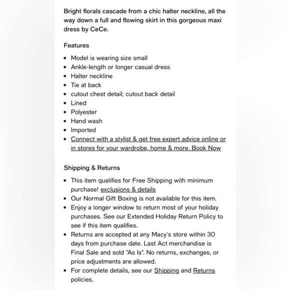 CeCe- Floral Long Maxi Dress Halter Neck - Size 6
Retail Price $175 - Picture 7 of 17